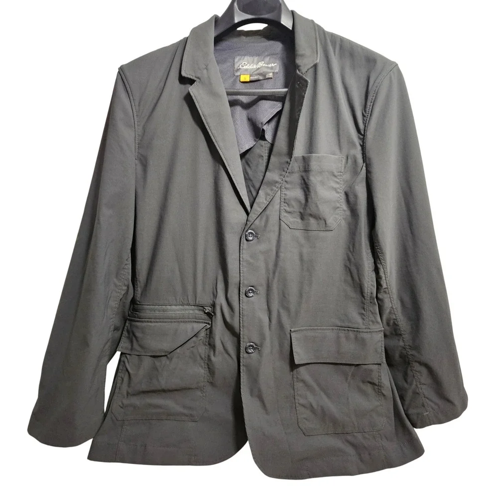 Eddie Bauer Travex Voyager Blazer Mens 48 Grey Lightweight Travel Tech Jacket